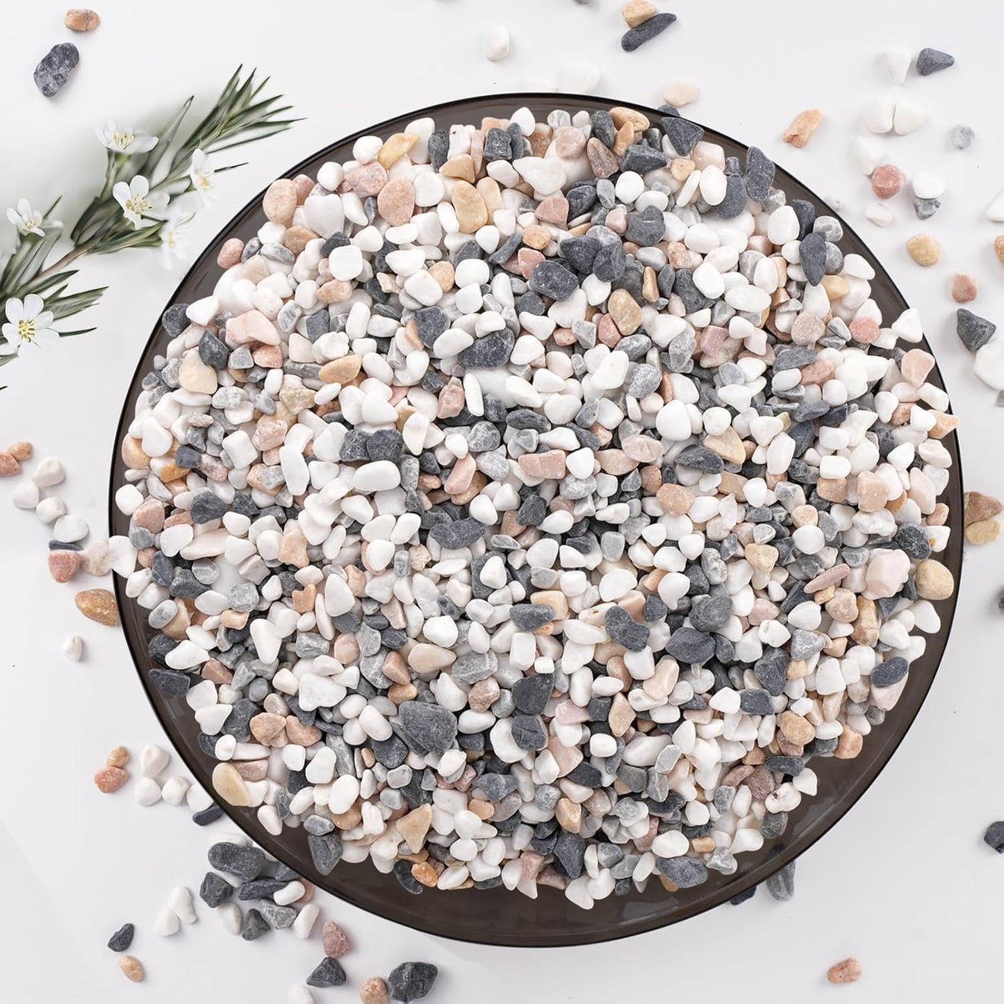 5 lbs Small Rocks for Plants, 1/5 Inch Pebbles for Indoor Plants, Natural Decorative Pea Gravel for