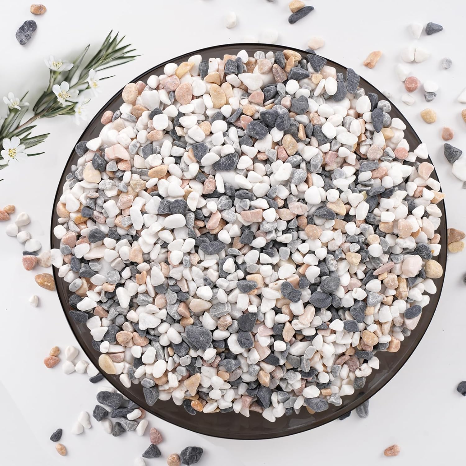 5 lbs Small Rocks for Plants, 1/5 Inch Pebbles for Indoor Plants, Natural Decorative Pea Gravel for