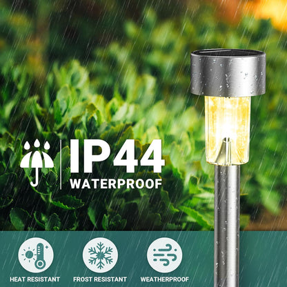 GIGALUMI Solar Lights Outdoor Waterproof, 20 Pack, Stainless Steel LED Solar Garden Lights for