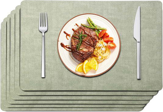 Maxpearl Faux Leather Placemats Set of 6 - Waterproof - Wipe Clean - Heat Resistant - Anti Slip