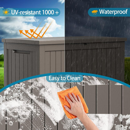 230 Gallon Resin Deck Box, Lockable Patio Outdoor Storage Box for Furniture, Garden Tools and Tools