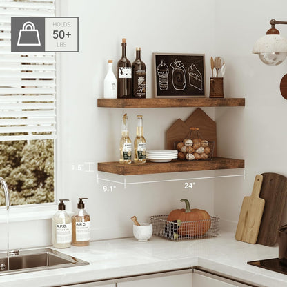 Floating Shelves for Wall 24 inchs Long, 9.1” Deep x 1.5” Thick Wall Shelves for Bedroom, Living