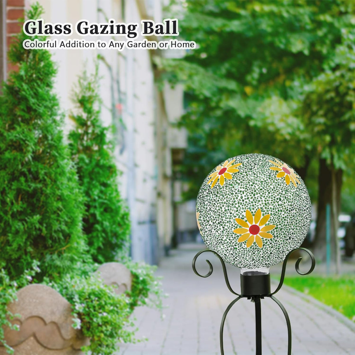 VCUTEKA Gazing Ball, 8" Glass Gazing Balls Sphere for Garden Lawn Outdoor Ornament Yard Decorative
