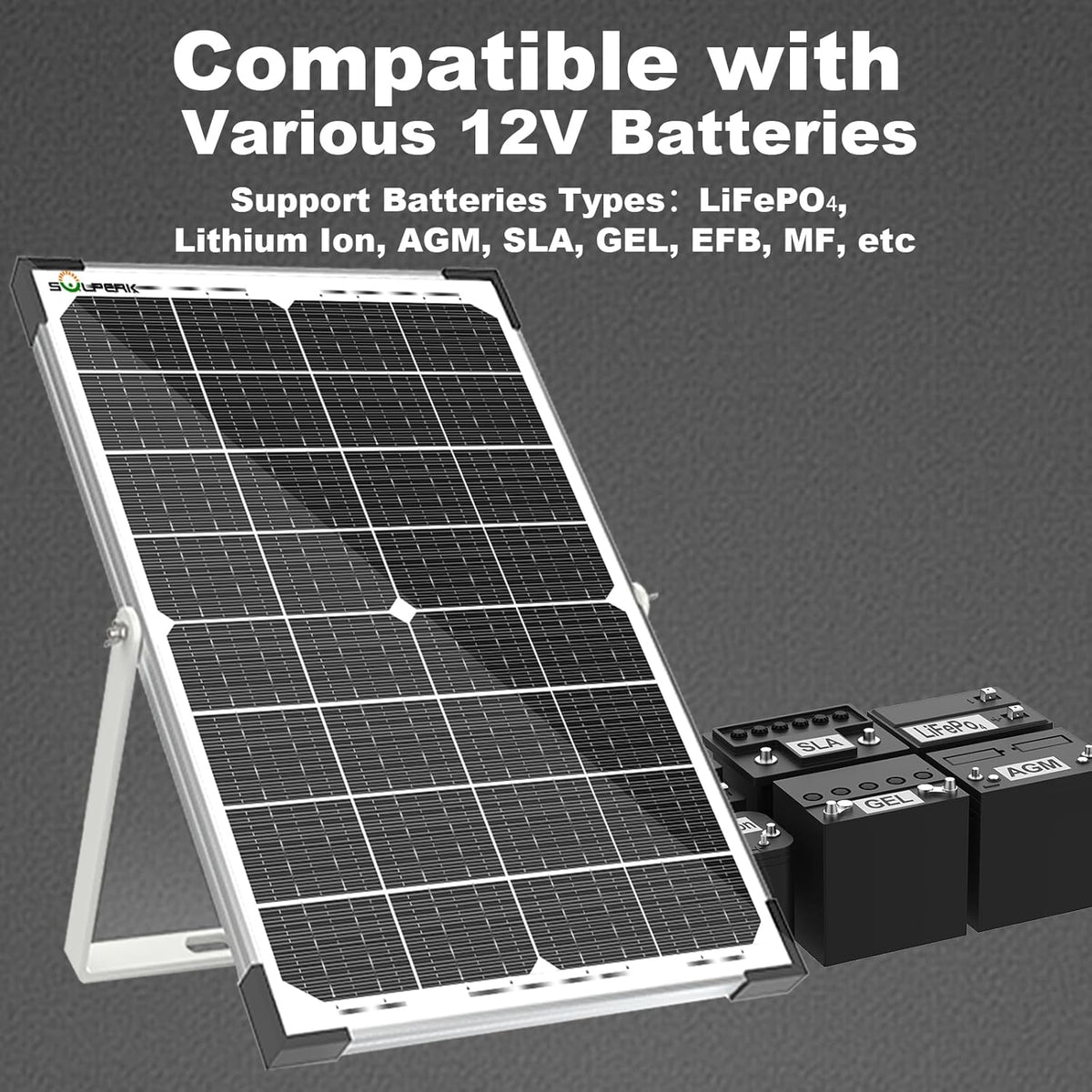 SOLPERK 30W Solar Battery Charger Solar Battery Maintainer + Upgrade 10A MPPT Charge Controller +