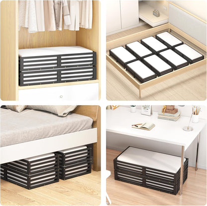 Bamboo Under Bed Storage Containers- Underbed Organizer with Wheels with Large Dust Bag,Sturdy Wood