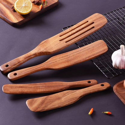 Wooden Spoons for Cooking,GUDAMAYE 10 PCS Wooden Kitchen Utensils Set,Wooden Cooking Utensils For