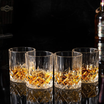KANARS Old Fashioned Whiskey Glasses with Luxury Box - 10 Oz Rocks Barware For Scotch, Bourbon