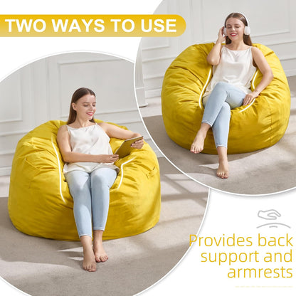 Hobestluk 3FT Bean Bag Chair Giant Bean Bag Chairs for Adults Large Bean Chairs with Removable