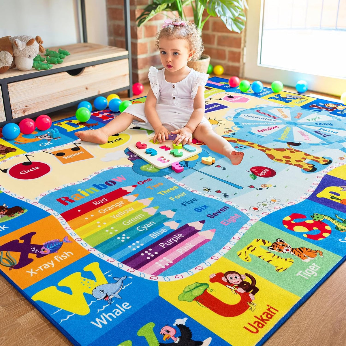 Kids Rugs for Playroom Bedroom Classroom Nursery, Non-Slip and Washable Rugs for Children Toddlers
