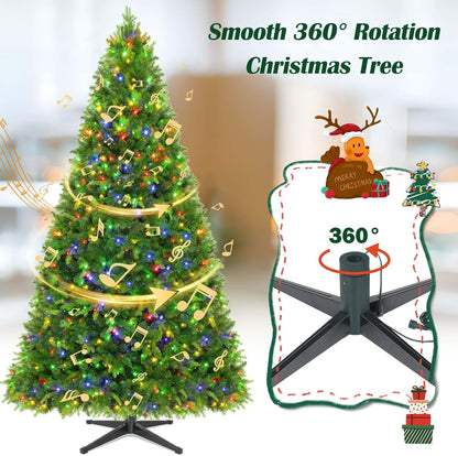 9FT Pre-Lit Christmas Tree with Remote Control, Multi-Color LED Lights, Musical Rotating Christmas