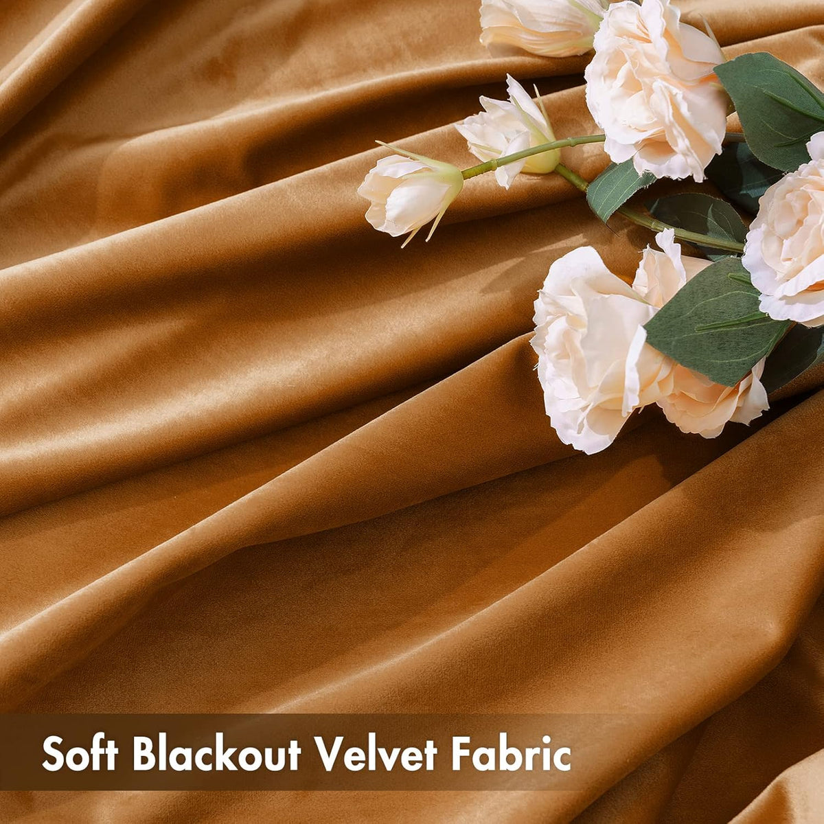 MIULEE Gold Brown Velvet Curtains Thermal Insulated Blackout Curtain Fall Drapes for Bedroom Living