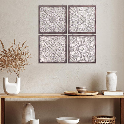 Tatuo 4 Pcs Wood Art Wall Decor Farmhouse Decorative Wood Panels Modern Wall Decor for Living Room