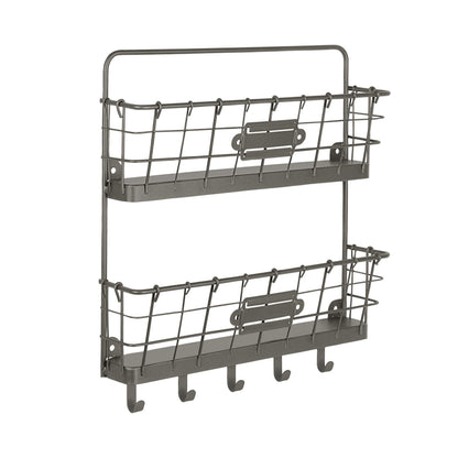 Spectrum Mail and Key Organizer for Wall, Vintage 2-Tier Mail Holder for Wall with 5 Key Hooks
