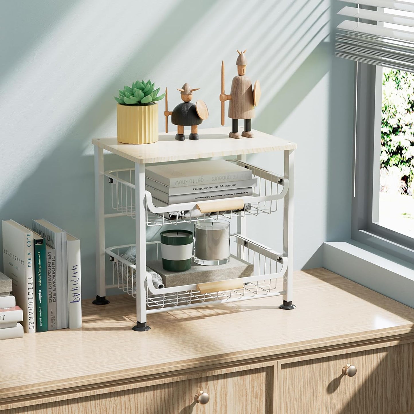 3-layer Kitchen Fruit Storage Basket Snack Rack, Countertop & Desktop Pull-out Metal Basket with