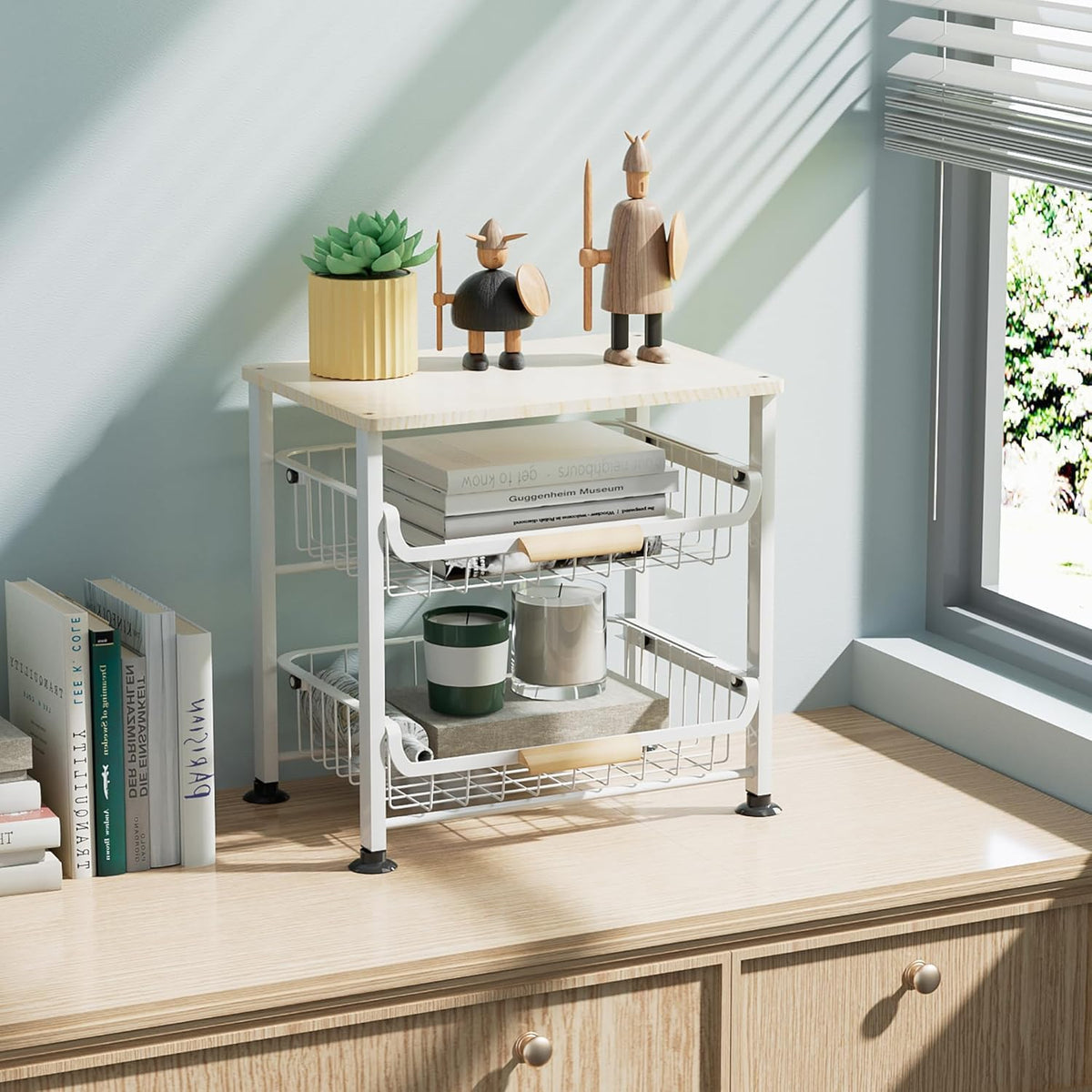 3-layer Kitchen Fruit Storage Basket Snack Rack, Countertop & Desktop Pull-out Metal Basket with
