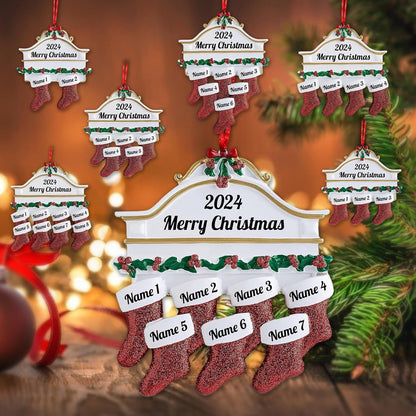 Personalized Christmas Ornaments Family of 2,3,4,5,6,7,8 Custom Christmas Stocking Ornaments with