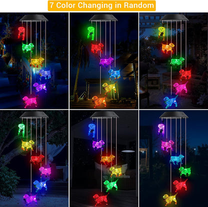 Toodour Solar Wind Chime, Color Changing Wind Chimes Dog, LED Decorative Mobile, Gifts for Mom