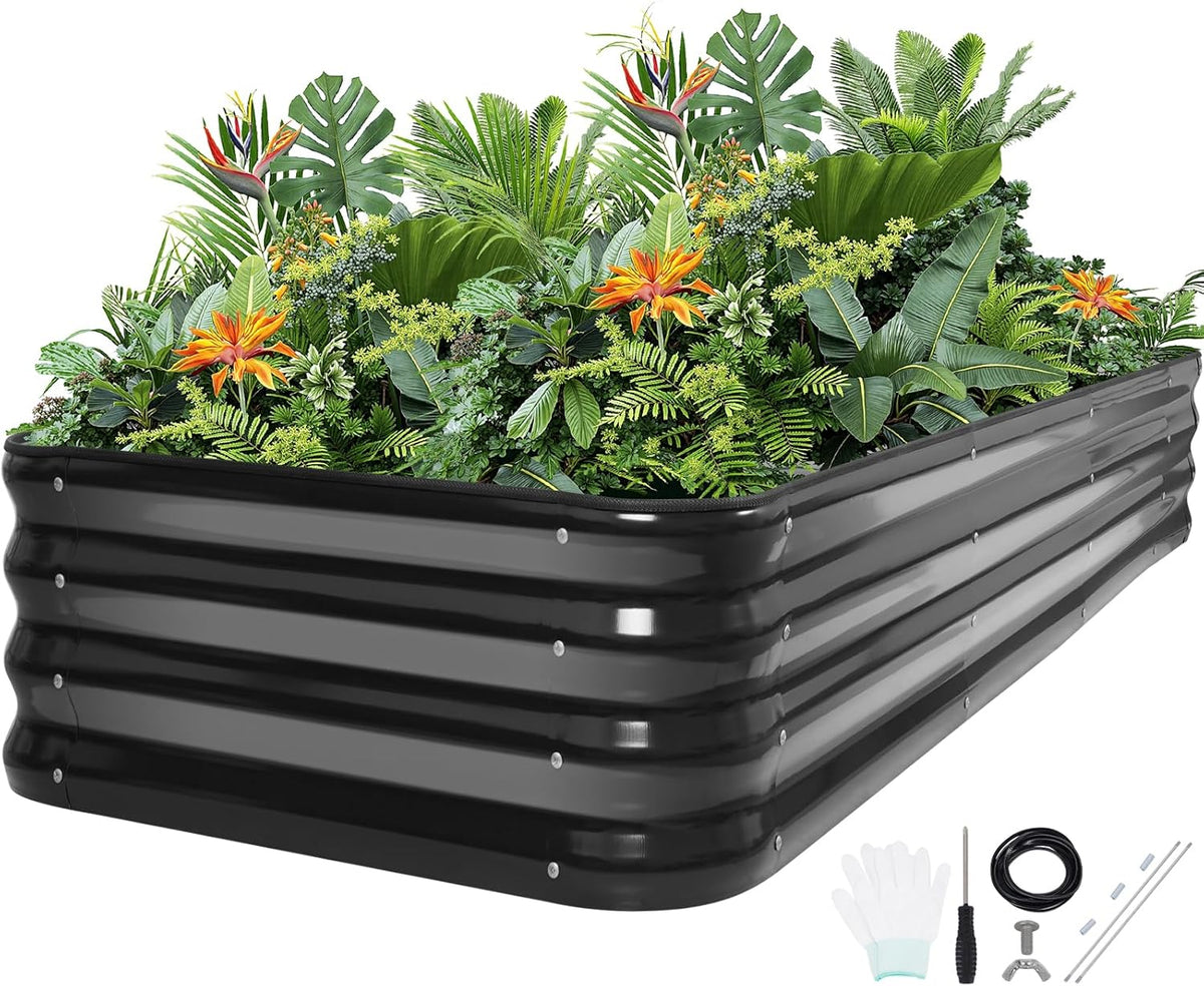 5-in-1 Adjustable Raised Garden Bed Kit | Galvanized Planter Boxes for Vegetables, Flowers | 12"