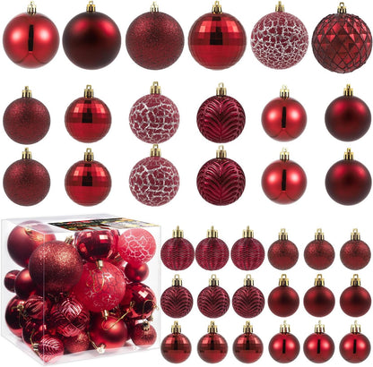 LANGXUN 36pcs Wine Red Christmas Tree Decorations Balls, Bolas De Navidad, 2025 Christmas Decor