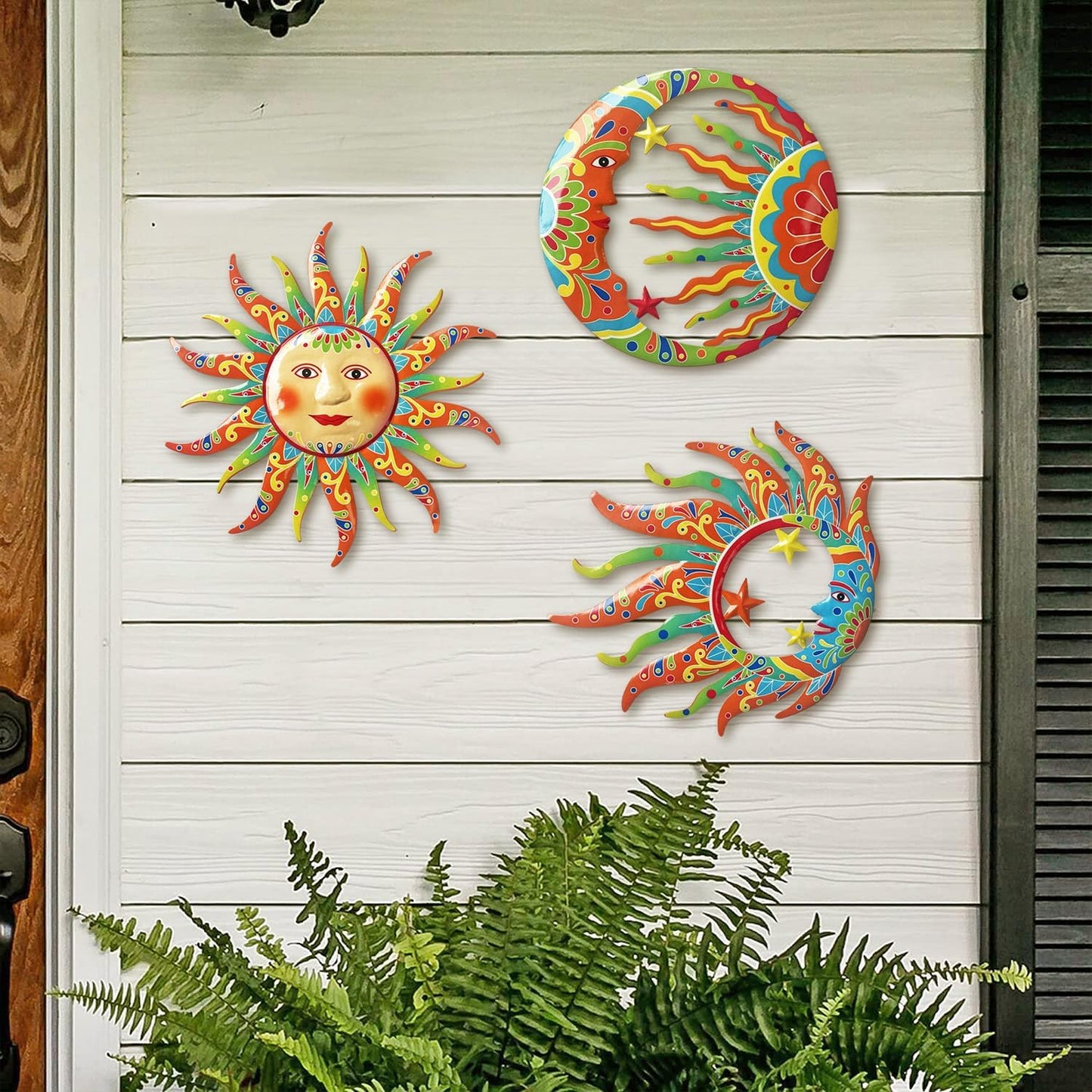 Limygus 3D Print Sun Wall Hanging, Wall Sculpture, Metal Wall Art Indoor/Outdoor Decor - 9”