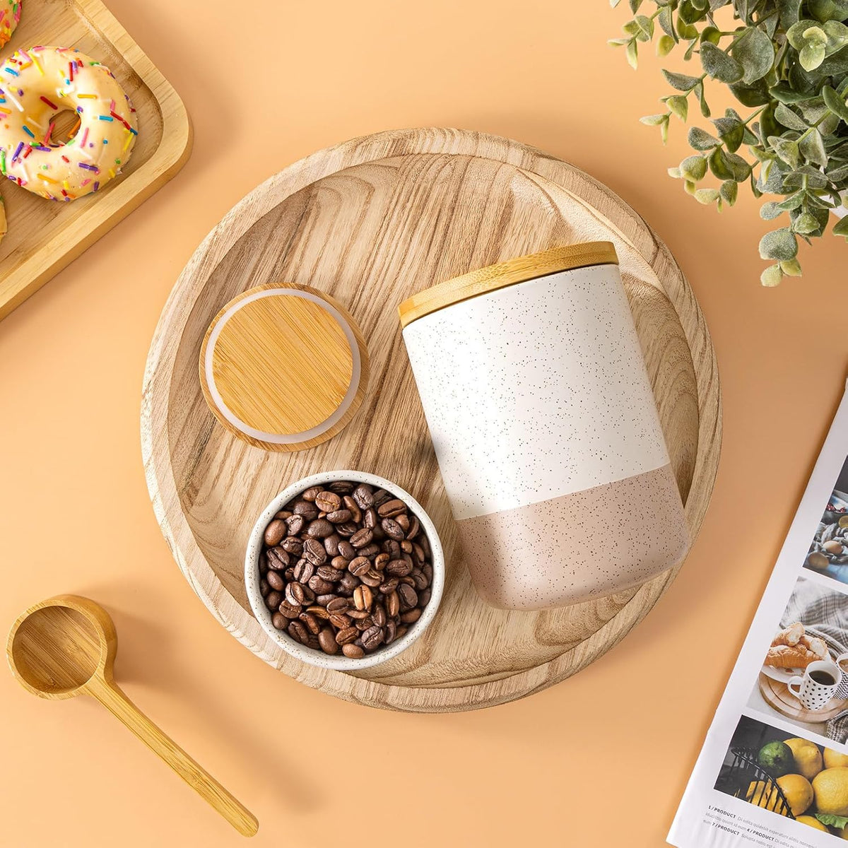 Yangbaga Canisters Sets for Kitchen Countertop-Set of 4 Ceramic Kitchen Canisters Food Storage Jar