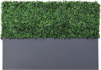AGPL Upgraded Artificial Boxwood Hedge Wall with Gray Color Planter Box (33.5" Height 48" Width 12"