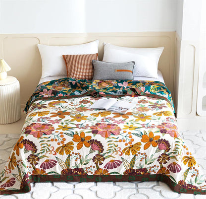Summer Throw Blanket for Couch Bed Chair, 100% Cotton Muslin Breathable Woven Throws 60''x 80''