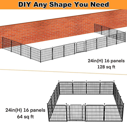 Dog Playpen 24 inch(H) 16 Panels Dog Fence Outdoor for Yard. Metal Dog Pen Heavy Duty Pet Puppy