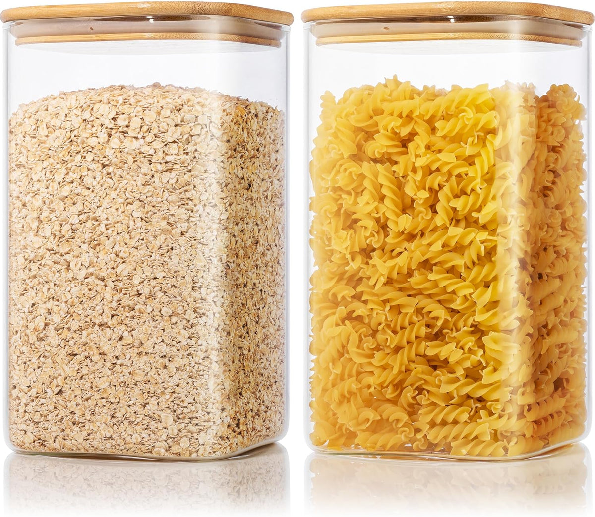 Extra Large Square Glass Flour & Sugar Storage Containers with Airtight Lids, 168 floz - 2 Pack