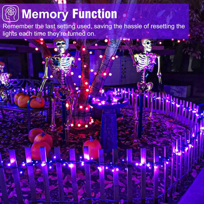 Purple Halloween Lights Outdoor, 100FT 300 LED Halloween String Lights with 8 Modes Waterproof