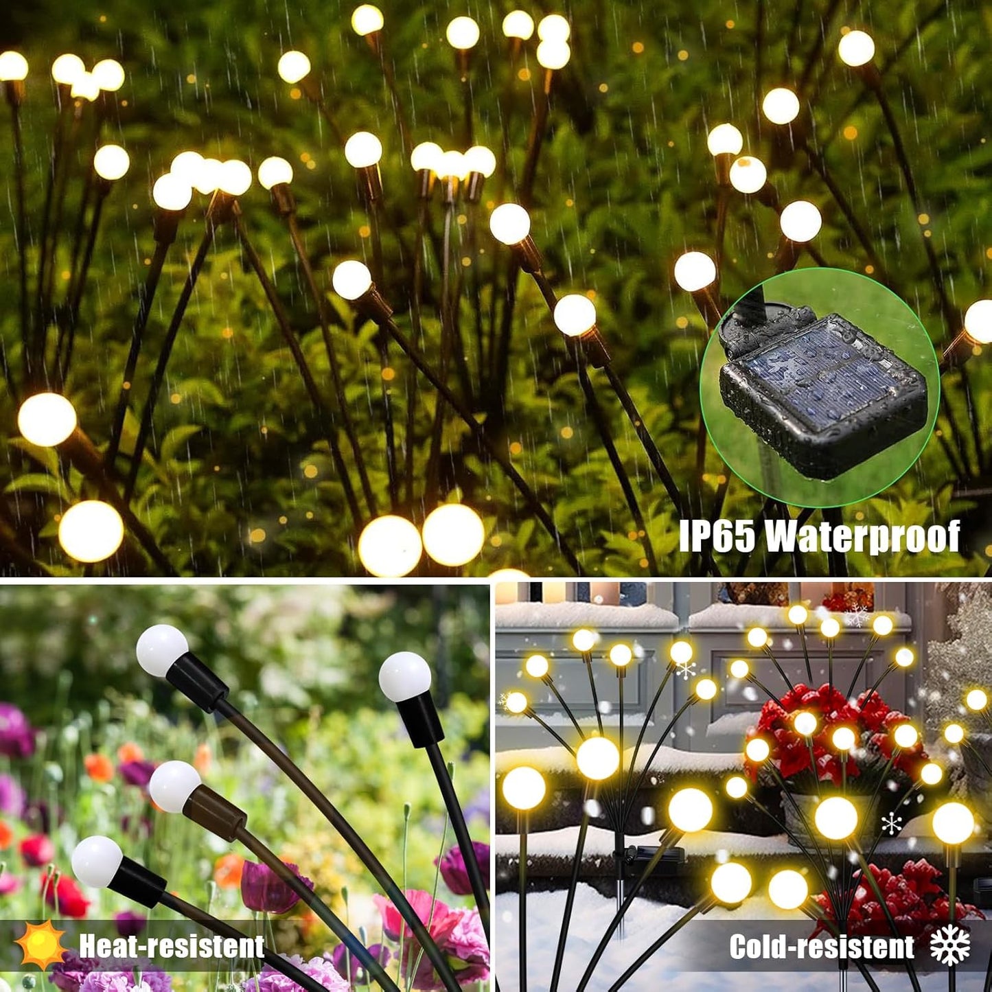 Solar Garden Lights Outdoor, 10 Pack 60LED Waterproof Solar Powered Lights for Yard Pathway Patio