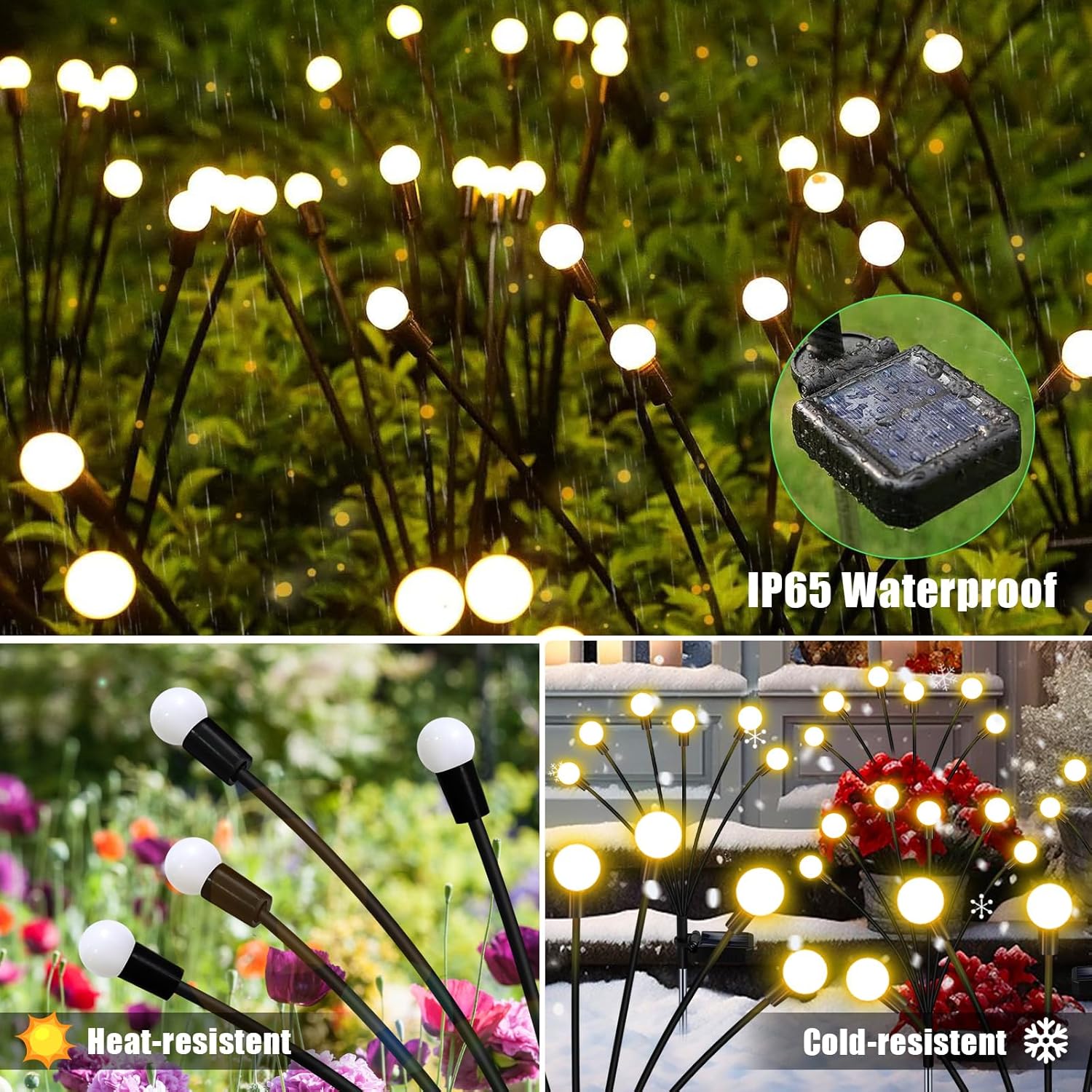 Solar Garden Lights Outdoor, 10 Pack 60LED Waterproof Solar Powered Lights for Yard Pathway Patio