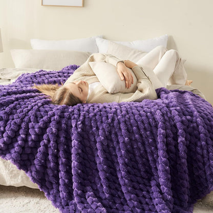 NEWCOSPLAY Super Soft Throw Blanket Purple Premium Silky Flannel Fleece 3D Clouds Stylish Jacquard