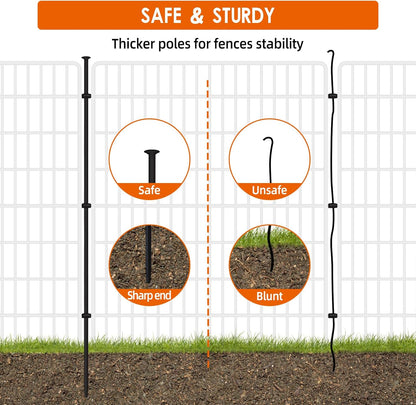 15 Panels No Dig Fence with Gate, 32 in(H) X 36 ft(L) Garden Decorative Fence Animal Barrier for