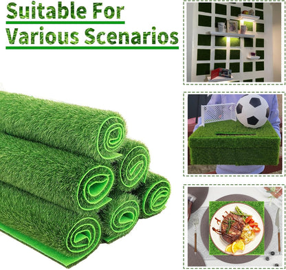 4 Packs 6 X 6 Inch Fake Grass Decor for Crafts, Artificial Grass for Dollhouse Miniature Ornament