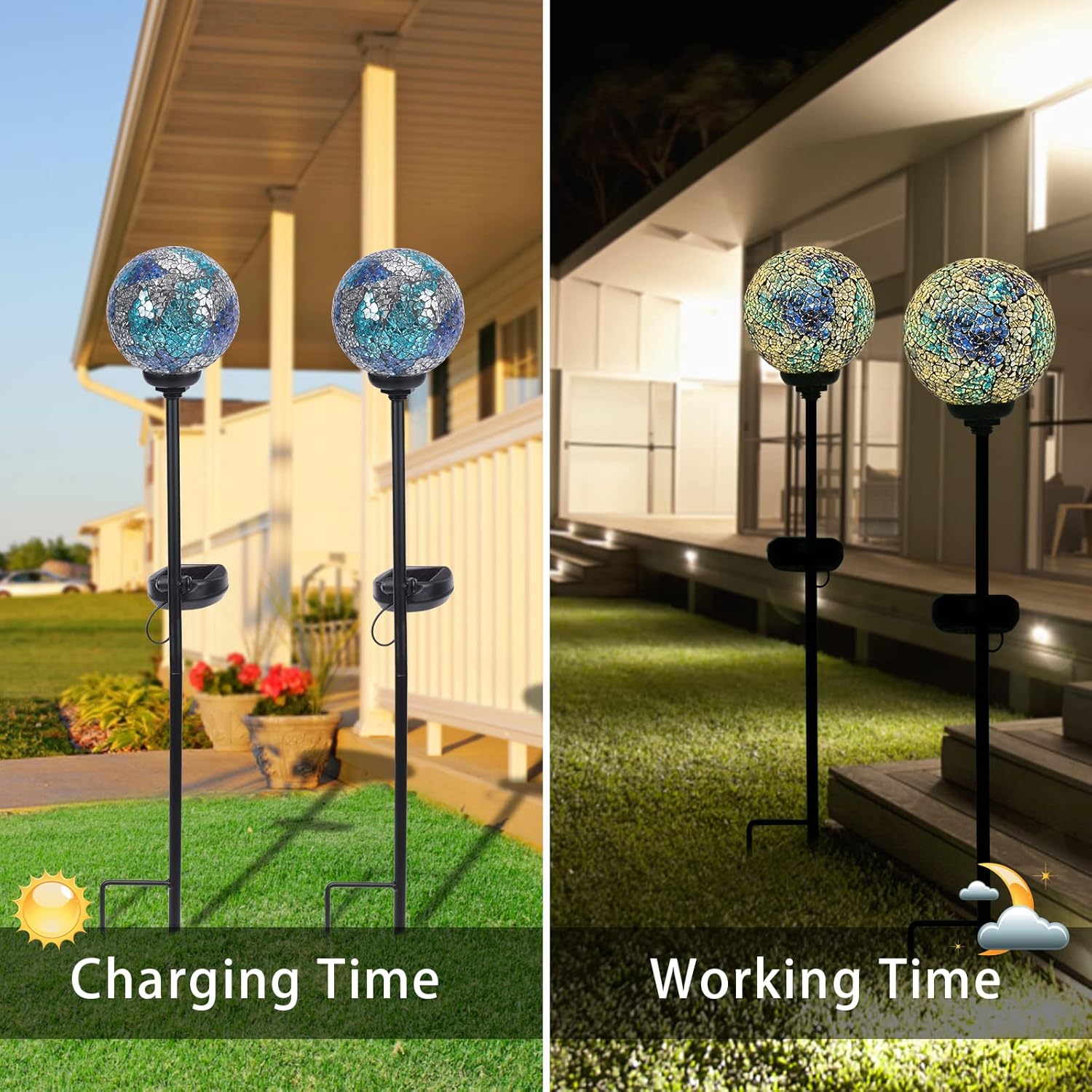 VCUTEKA Mosaic Solar Light, Solar Garden Decorative Lights Outdoor Waterproof LED Pathway Stake