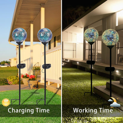 VCUTEKA Mosaic Solar Light, Solar Garden Decorative Lights Outdoor Waterproof LED Pathway Stake