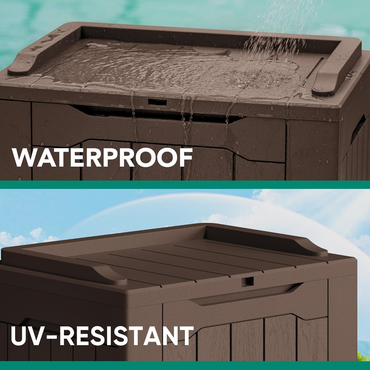 Devoko 30 Gallon Resin Deck Box 2 Pack Outdoor Indoor Waterproof Storage Box for Patio Furniture