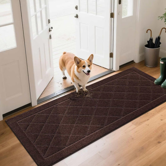 BEQHAUSE Dirt Trapper Door Mat 24" x 60", Doormat Non-Slip Entryway Rugs Washable, Dog Door Mat