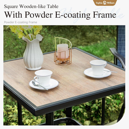 Sophia & William Outdoor Bar Set, Patio Bar Table and Chairs Set, Bar Height Patio Set - 2 x Swivel