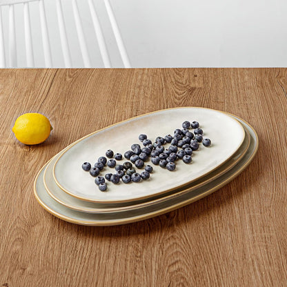 famiware Serving Platter, Oval 15.59/14.3/12.9 inch Serving Dishes for Entertaining, Serving Bowls