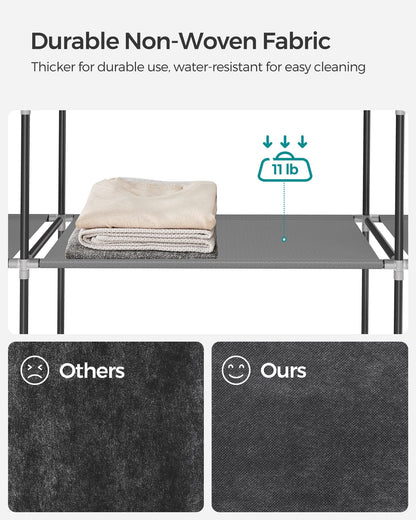 SONGMICS Portable Closet with Cover, 4 Hanging Rods and Shelves