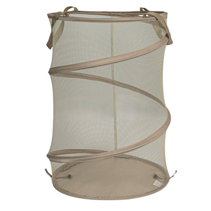 Household Essentials Pop-Up Mesh Laundry Hamper, Beige