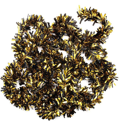 Anderson's Black & Gold Metallic Tinsel Twist for Trailer Or Golf Cart, 4 inches Wide x 25 ft Long