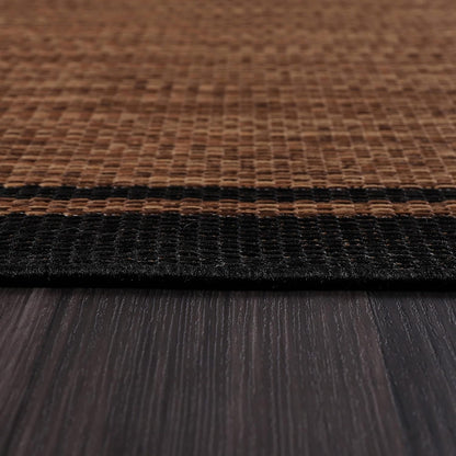 CAMILSON Indoor Outdoor Rug, 10x14 Bordered Nut Brown Black Modern Area Rugs for Indoor and Outdoor