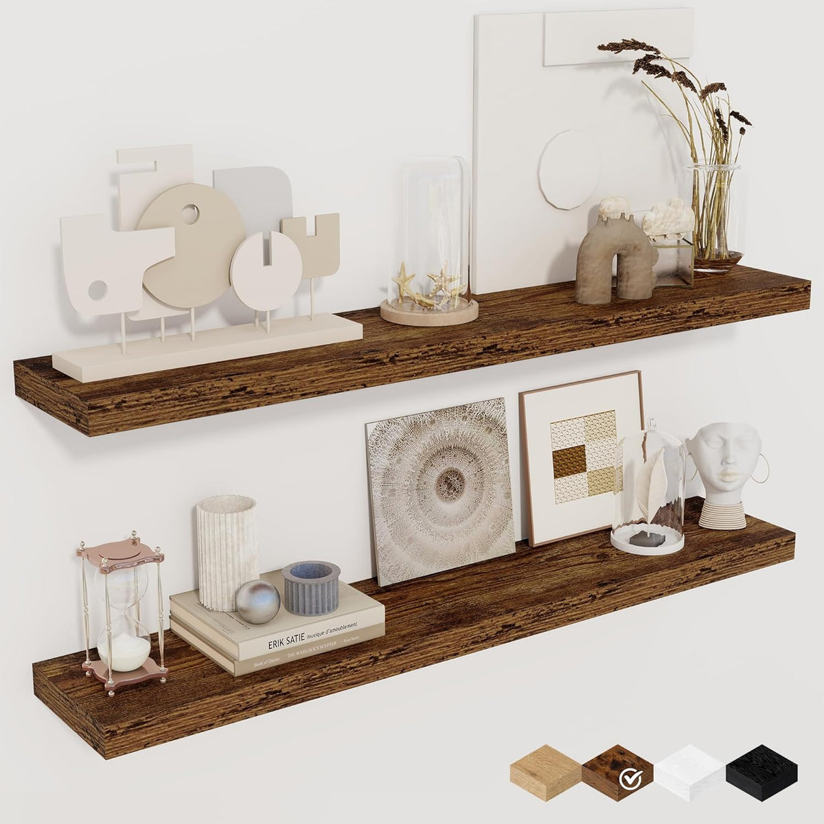 36Inch Floating Shelves for Wall 2 Pack Wood Shelves for Kitchen, Bathroom, Bedroom Wall Mounted