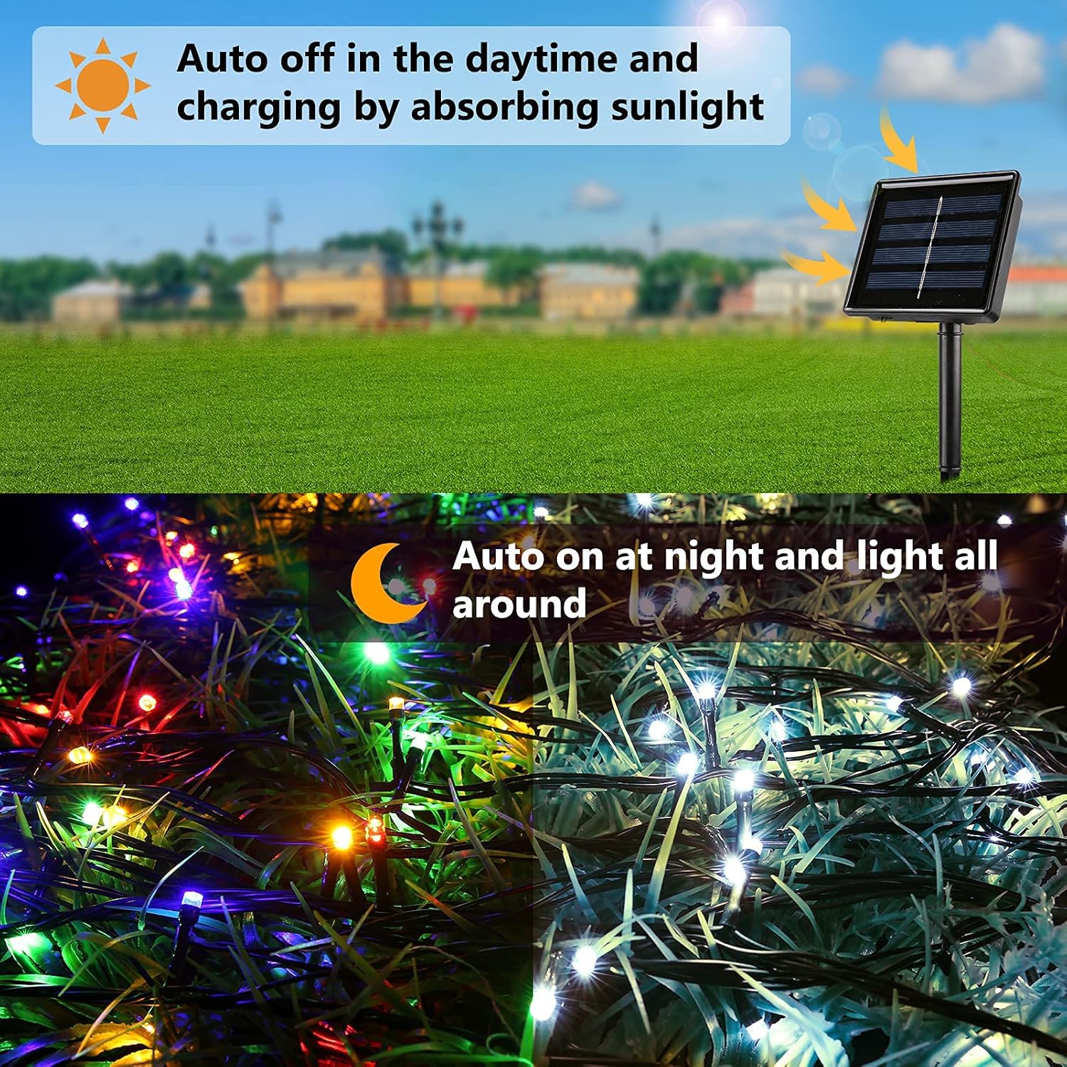 Joomer Color Changing Christmas Lights, 2 Pack Total 144FT 400 LED 12 Modes Solar String Lights