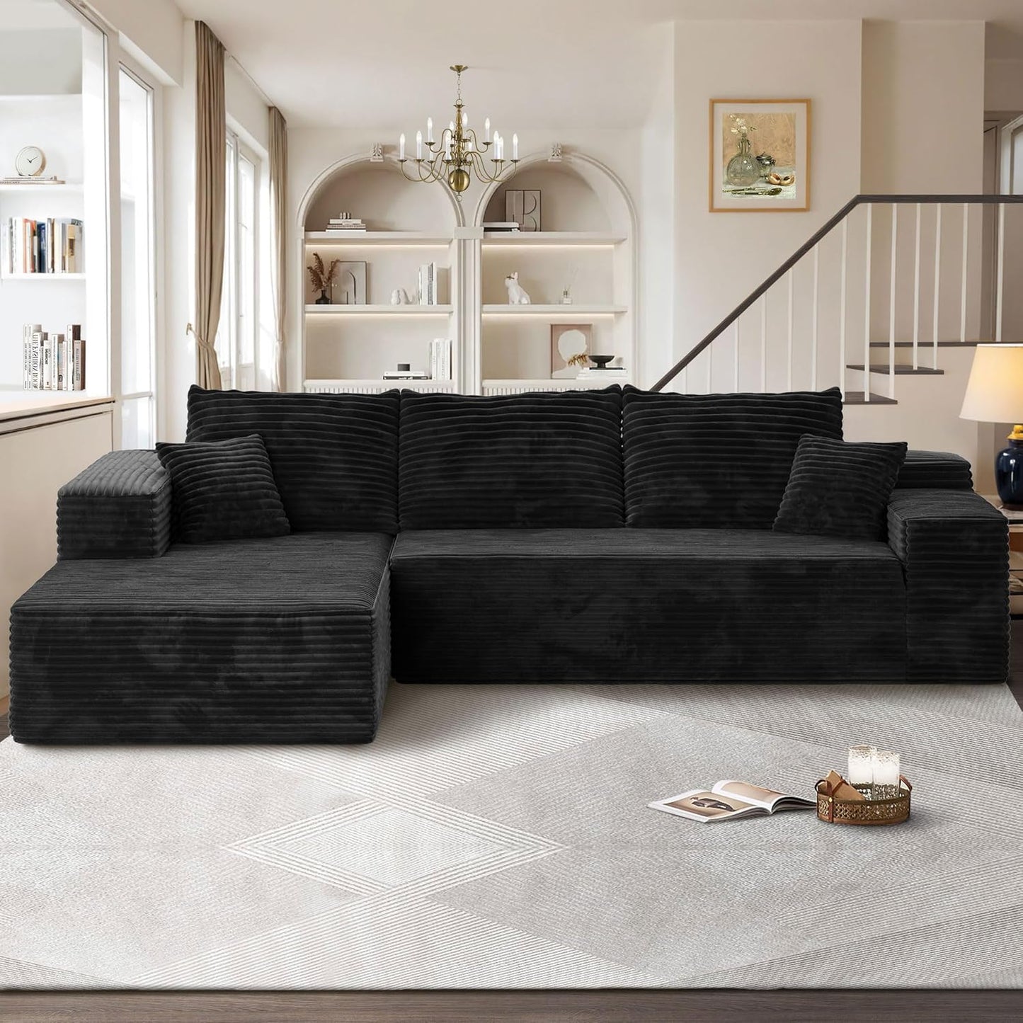 104" Cloudy Sectional L Shaped Couch for Living Room, No Assembly Required, Modular Comfy Sofa with