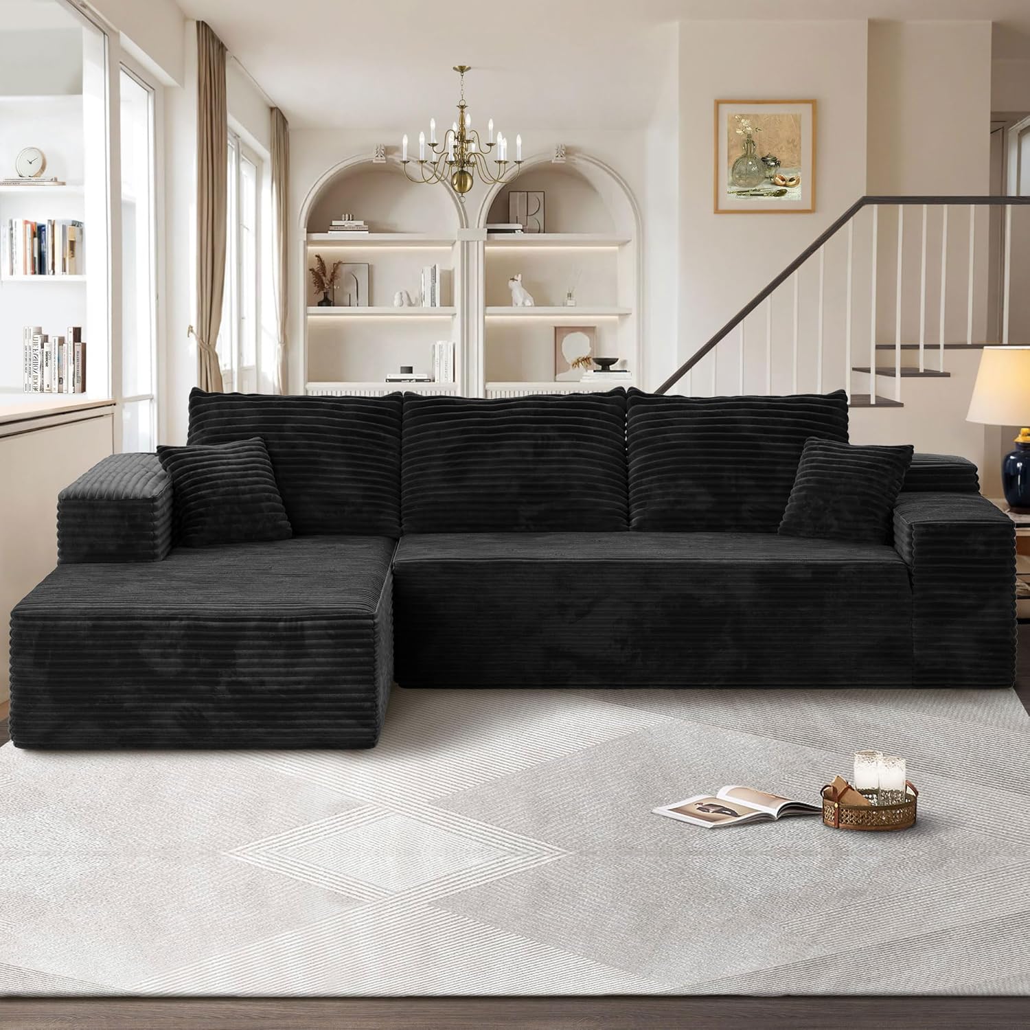 104" Cloudy Sectional L Shaped Couch for Living Room, No Assembly Required, Modular Comfy Sofa with