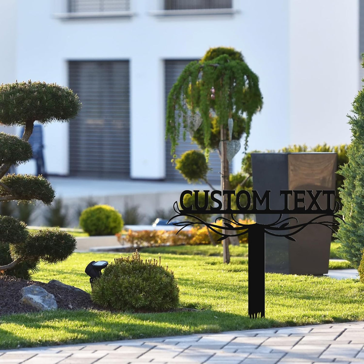Personalized Metal Text Garden Sign with Stake, Custom Garden Decor for Outdoor, Custom Family Name